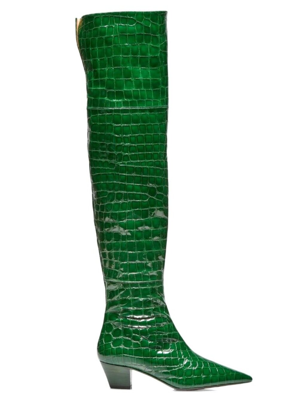 Aquazzura Tres Gainsbourg Womens Croc Leather Over the Knee Boot IT 37.5, US 7.5 - Picture 2 of 5